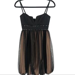 Jessica McClintock Black Gold studded Party dress